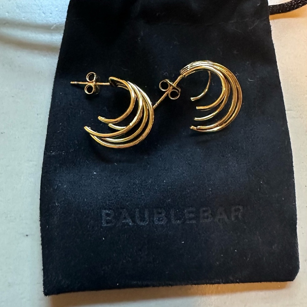 BaubleBar Abby Gold Triple Hoop Earrings
